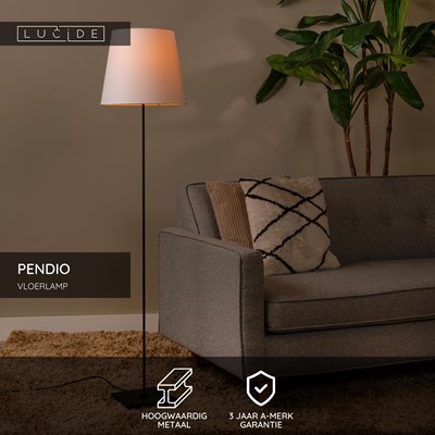 Lucide PENDIO - Vloerlamp - 1xE27 - Zwart